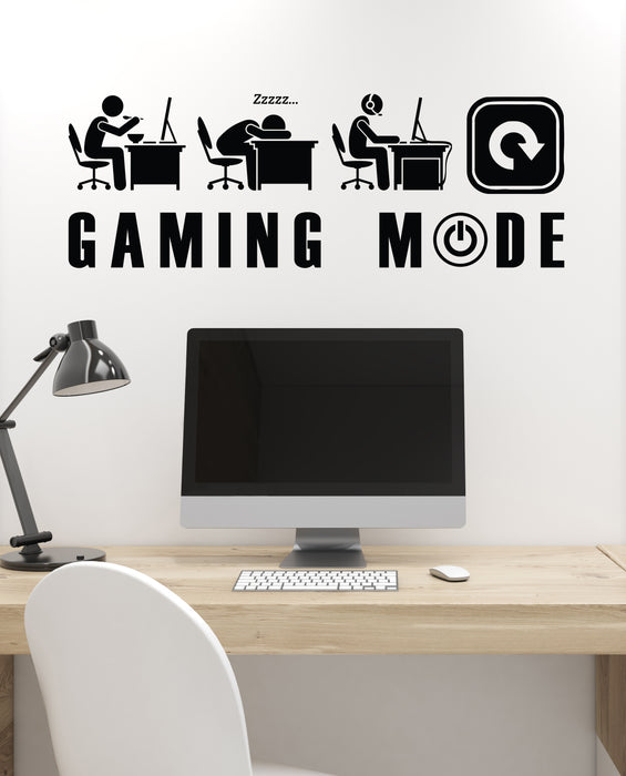 Vinyl Wall Decal Gaming Mode Gamer Lifestyle Funny Art Video Games Stickers Mural (ig6187)