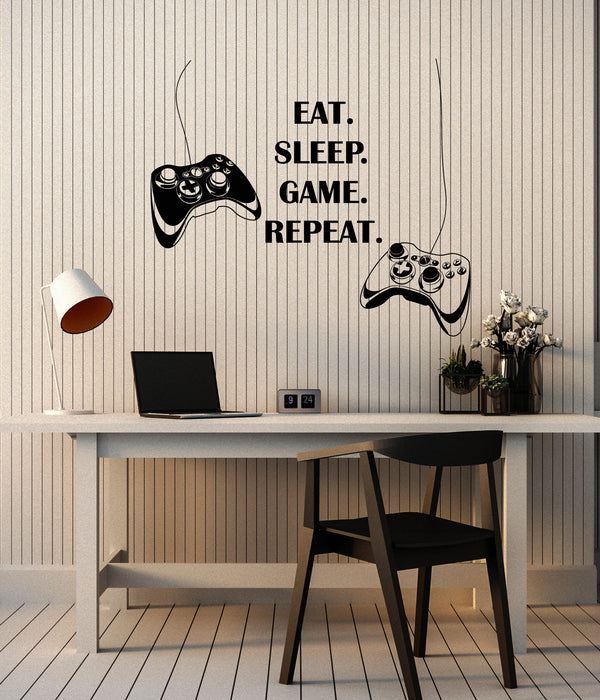 Vinyl Wall Decal Gaming Quote Joysticks Gamer Room Decor Idea Stickers Mural (ig6185)