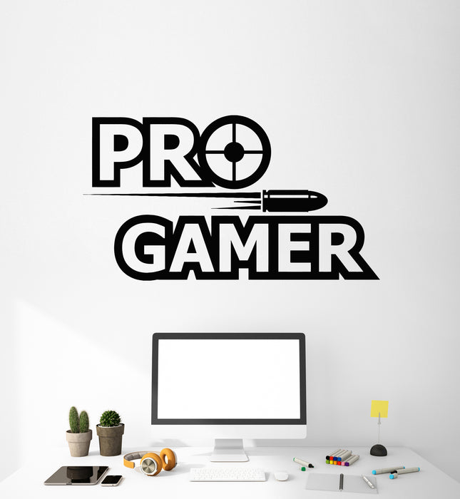 Vinyl Wall Decal Pro Gamer Play Room Gaming Video Games Word Room Stickers Mural (g165)
