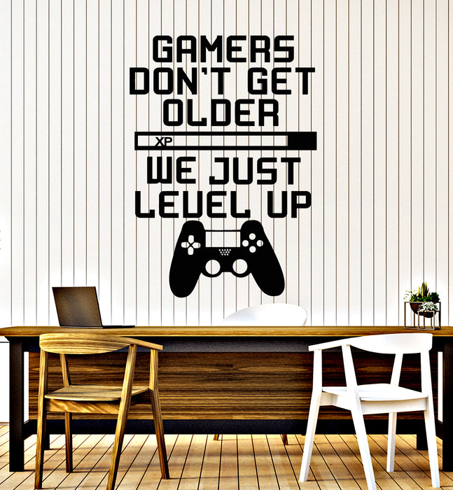 Vinyl Wall Decal Phrase Gamers Don't Get Older Joystick Gaming Room Stickers Mural (g2216)