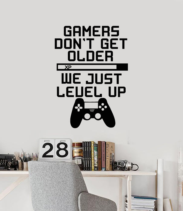 Vinyl Wall Decal Phrase Gamers Don't Get Older Joystick Gaming Room Stickers Mural (g2216)