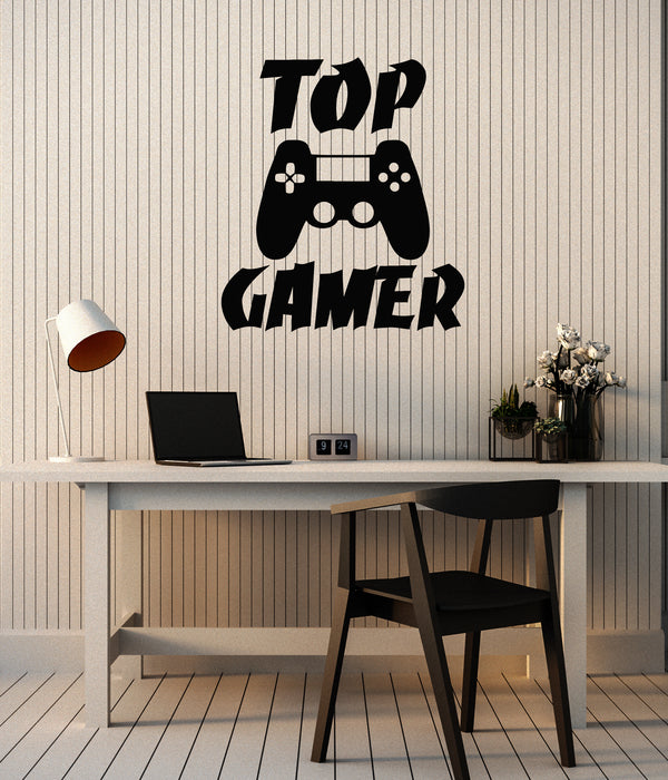 Vinyl Wall Decal Top Gamer Video Game Room Computer Joystick Stickers Mural (g2748)