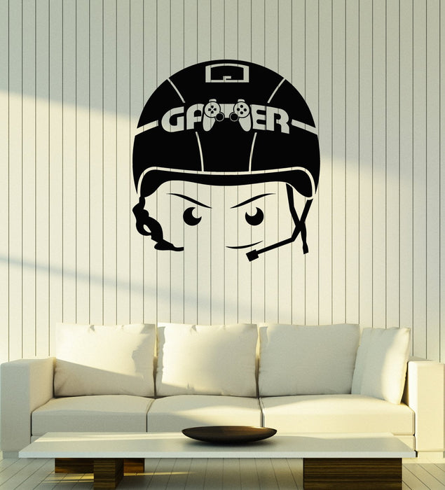 Gamer Vinyl Wall Decal Boy Video Games Headphones Room Art Stickers Mural (ig5331)