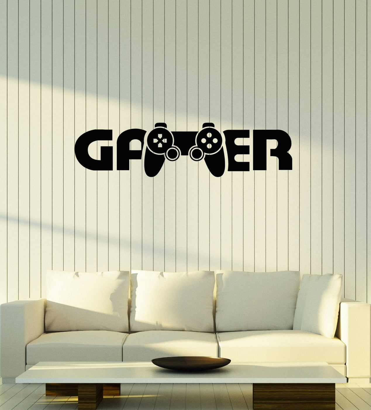 Vinyl Wall Decal Gamer Lettering Word Joystick Video Games Room Art St ...