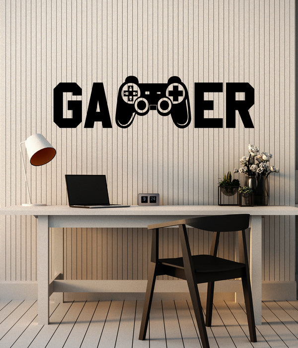 Vinyl Wall Decal Gamer Word Gamepad Gaming Room Decoration Stickers Mural (ig6317)