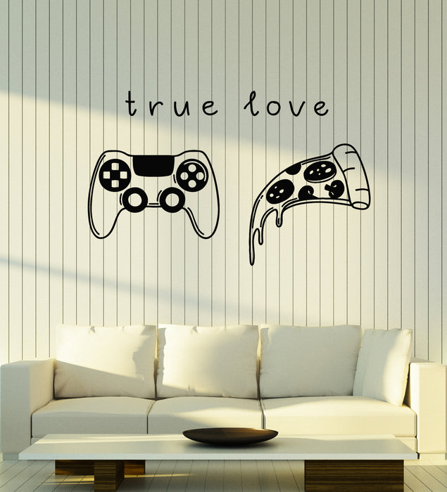 Vinyl Wall Decal Slice Of Pizza Joystick True Love Game Room Stickers Mural (g3148)