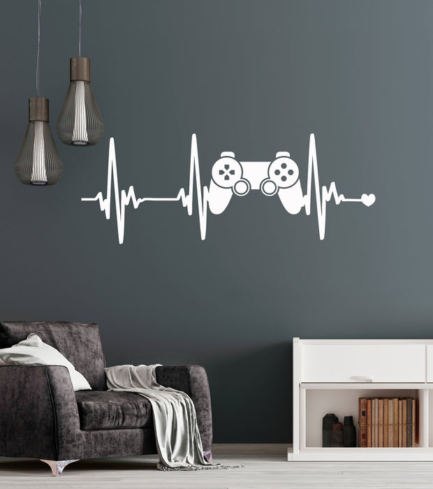 Vinyl Wall Decal Gamer Pulse Joystick Video Game Gaming Room Stickers Mural (ig6262)