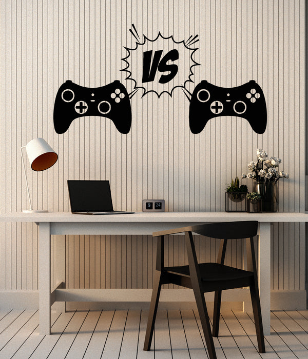 Vinyl Wall Decal Gamer Vs Joystick Video Game Play Room Stickers Mural (g5506)