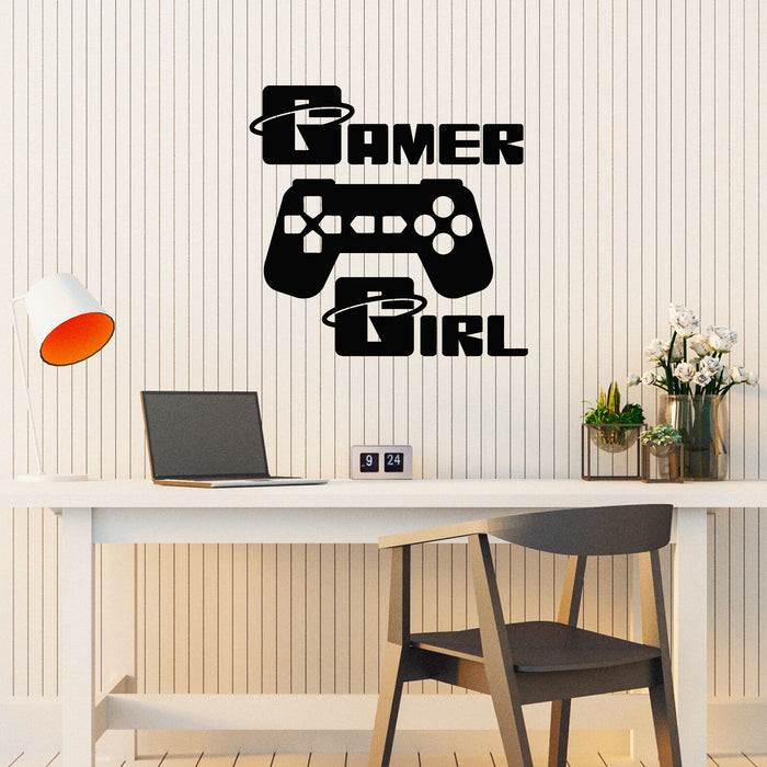 Vinyl Wall Decal Joystick Gamer Girl Video Game Room Gaming Stickers Mural (g8062)