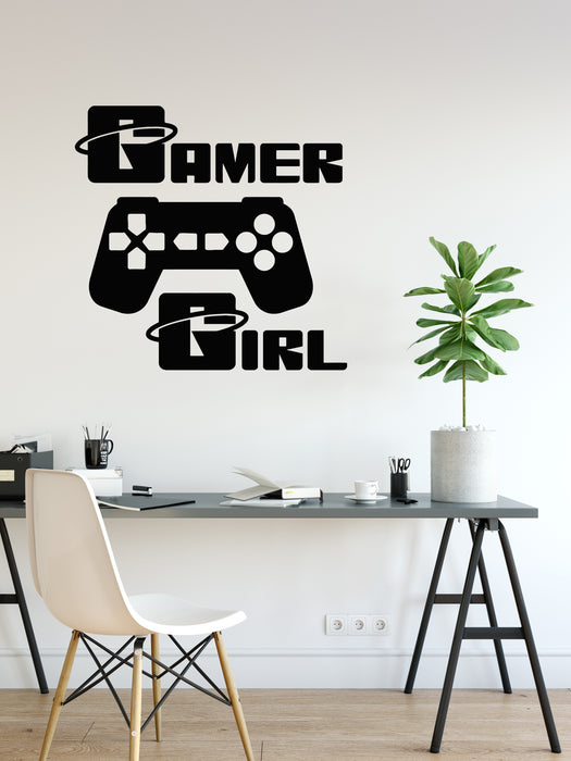 Vinyl Wall Decal Joystick Gamer Girl Video Game Room Gaming Stickers Mural (g8062)