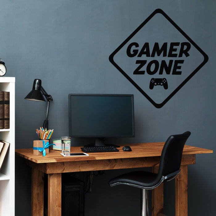 Vinyl Wall Decal Gamer Zone Gaming Joystick Video Game Playroom Stickers Mural (g7476)