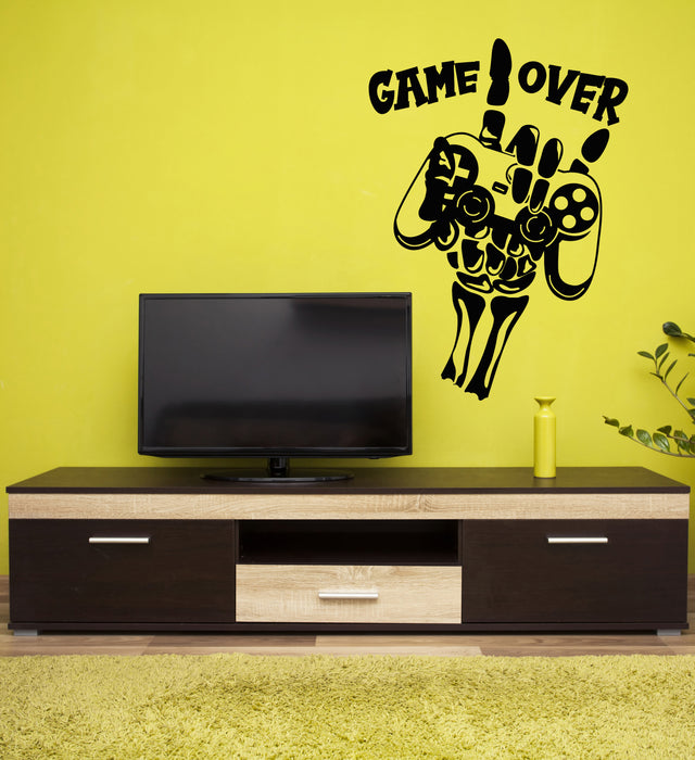 Vinyl Wall Decal Video Games Gamer Room Game Over Joystick