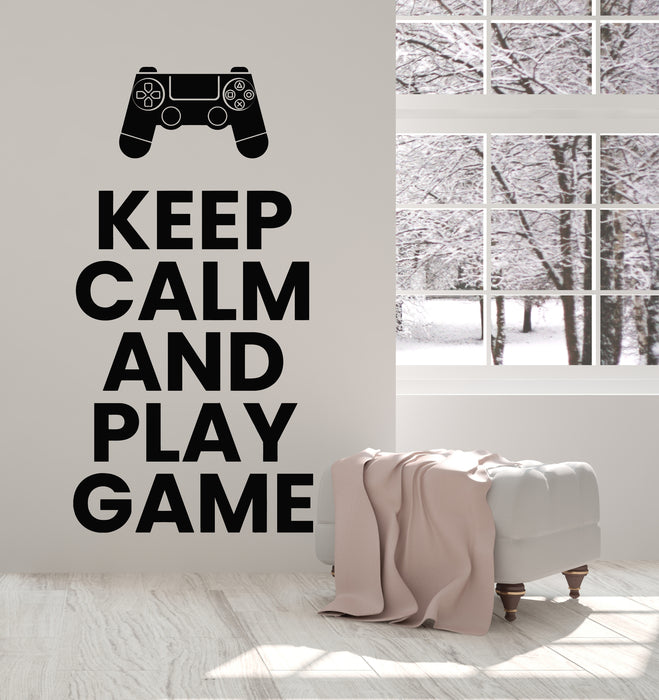Vinyl Wall Decal Keep Calm Play Game Phrase Gaming Room Stickers Mural (g5223)