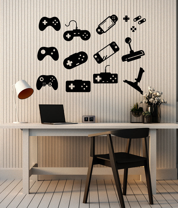Vinyl Wall Decal Joysticks Gaming Play Room Buttons Gamer Stickers Mural (g5244)