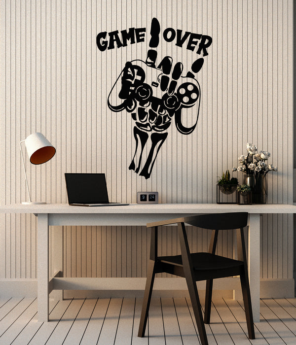 Vinyl Wall Decal Video Games Gamer Room Game Over Joystick Stickers Mural (g4129)
