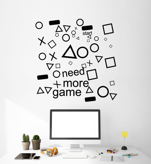 Vinyl Wall Decal Gamer Room Need More Game Geometrical Form Stickers Mural (g4186)