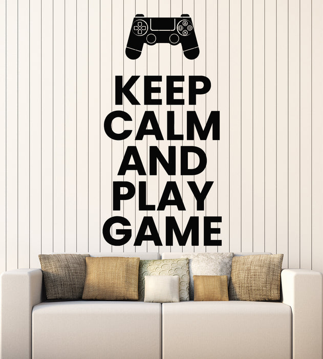 Vinyl Wall Decal Keep Calm Play Game Phrase Gaming Room Stickers Mural (g5223)