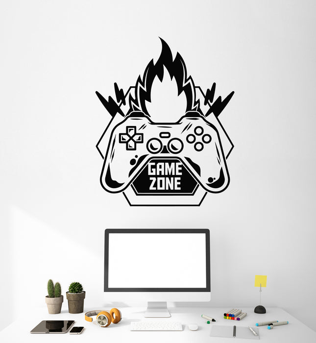 Vinyl Wall Decal Game Zone Fire Video Games Play Room Boys Stickers Mural (g4028)