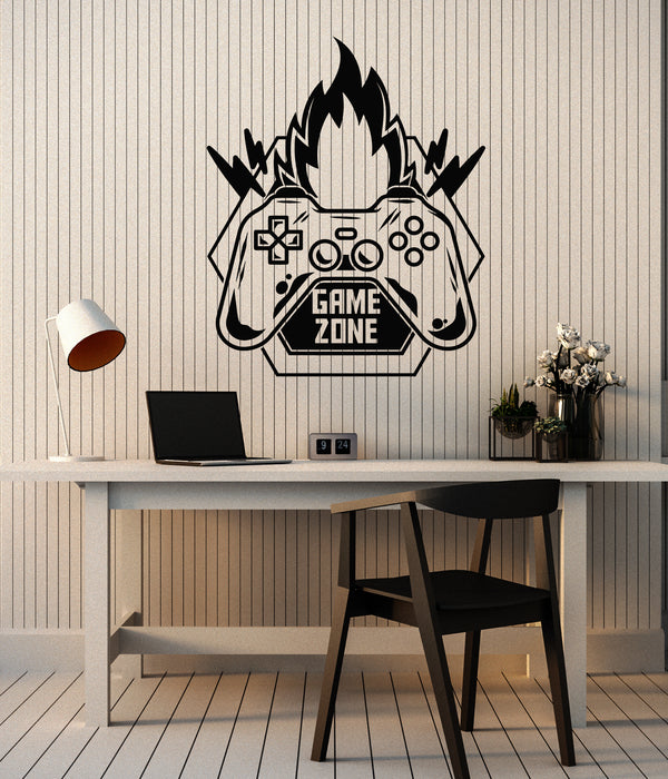 Vinyl Wall Decal Game Zone Fire Video Games Play Room Boys Stickers Mural (g4028)