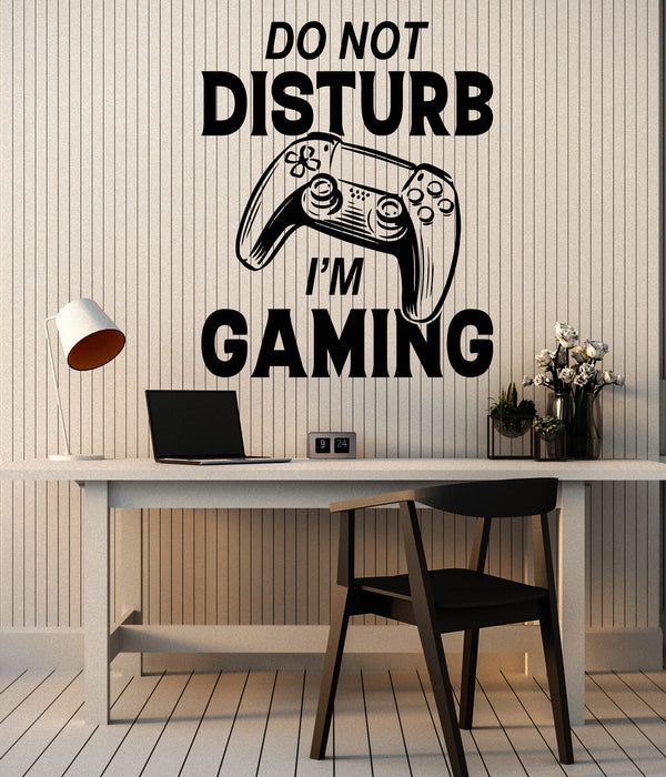 Vinyl Wall Decal Gaming Room Phrase Do Not Disturb Joystick Gamer Video Stickers Mural (g6870)