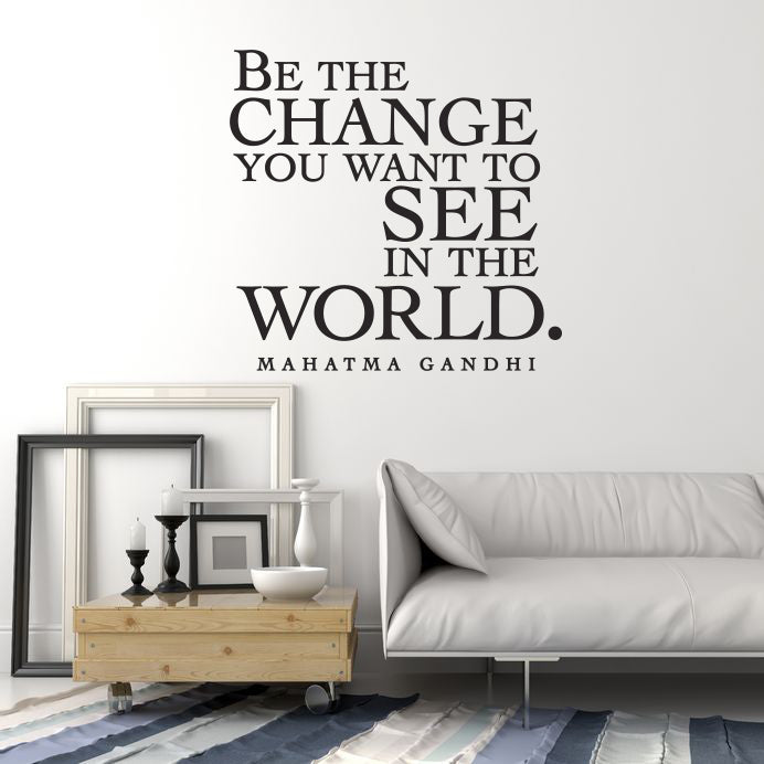 Vinyl Wall Decal Mahatma Gandhi Inspiration Quote Saying Words Be Change Stickers Mural (ig6025)