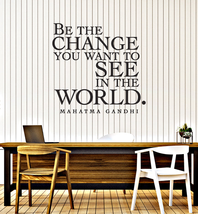Vinyl Wall Decal Mahatma Gandhi Inspiration Quote Saying Words Be Change Stickers Mural (ig6025)