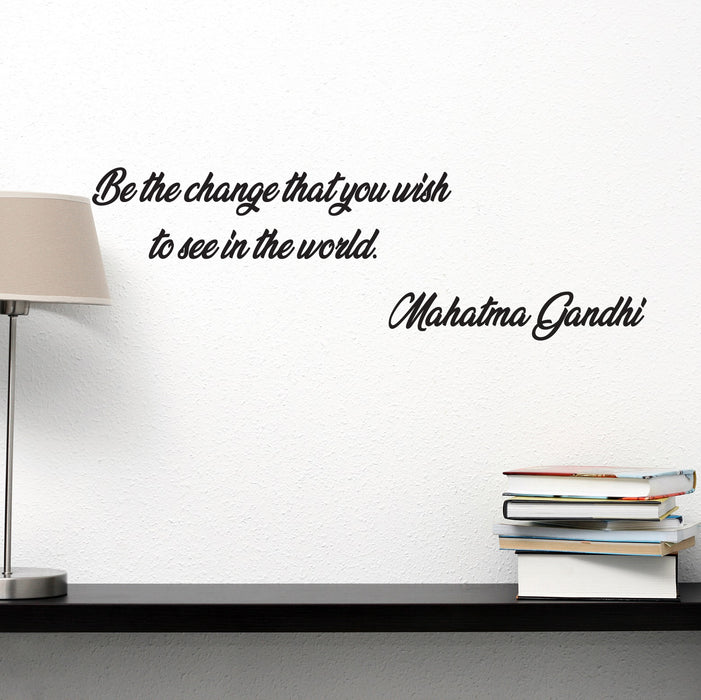 Vinyl Wall Decal Gandi Saying Be The Change Inspirational Quote Inspire Letters Stickers ig6206 (22.5 in X 7 in)