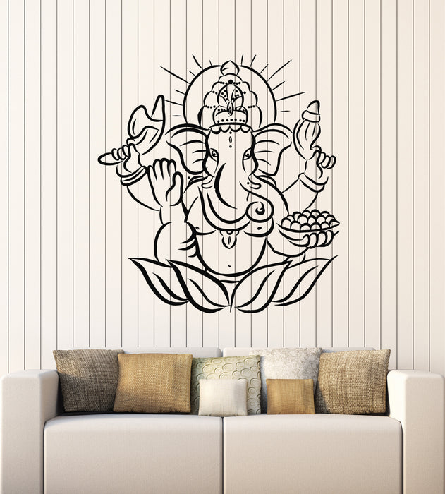 Vinyl Wall Decal Elephant Ganesha Indian Symbol Hinduism Stickers Mural (g7289)