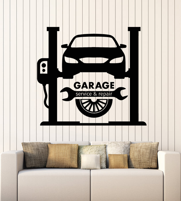 Vinyl Wall Decal Garage Auto Service Repair Car Racing Wheel Stickers Mural (g6820)