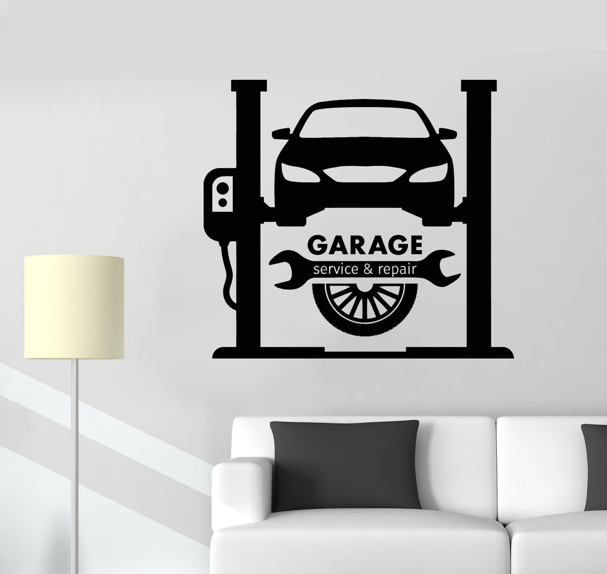 Vinyl Wall Decal Garage Auto Service Repair Car Racing Wheel Stickers ...