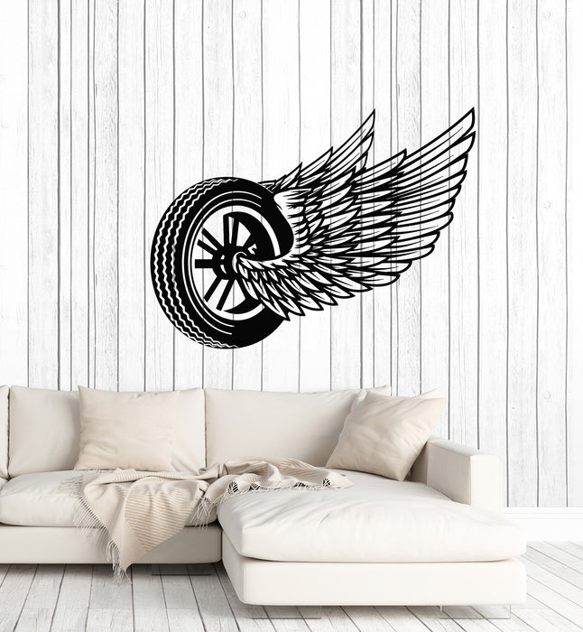 Vinyl Wall Decal Wheel Wings Driver Car Auto Repair Garage Stickers Mural (g3939)