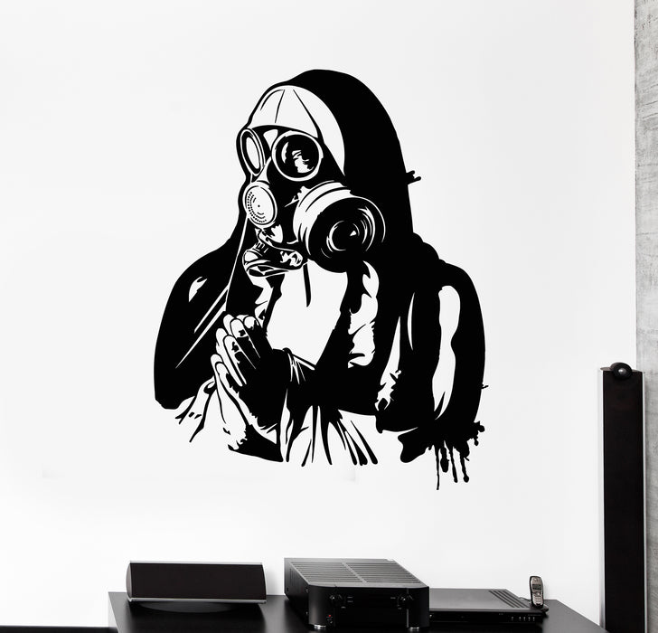 Vinyl Wall Decal Respirator Gas Mask Military Art Soldier Prays Stickers Mural (g2263)