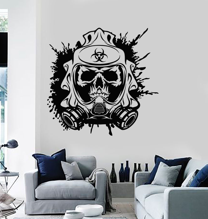 Vinyl Wall Decal Danger Skull Biohazard Gas Mask Respirator Stickers Mural (g5749)