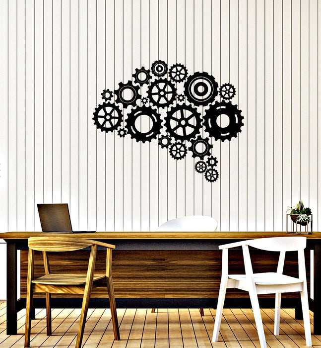 Vinyl Decal Wall Sticker Mural Gears Brain Smart Knowledge Decor Office (g043)