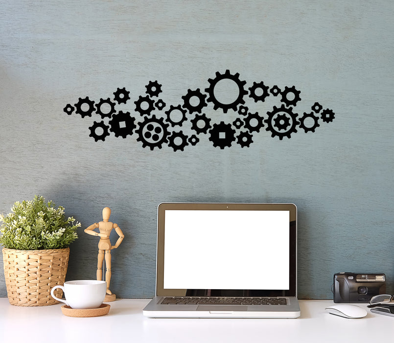 Vinyl Wall Decal Gears Work Office Working Space Business Stickers Mural (g4830)