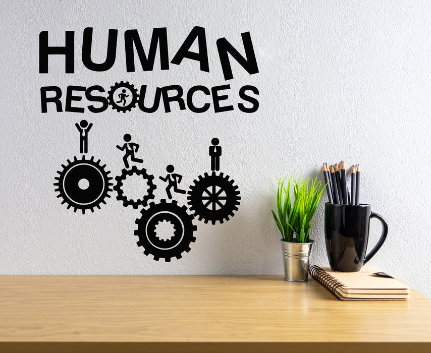 Vinyl Wall Decal Human Resources Team Gears Office Style Stickers Mural (g5534)