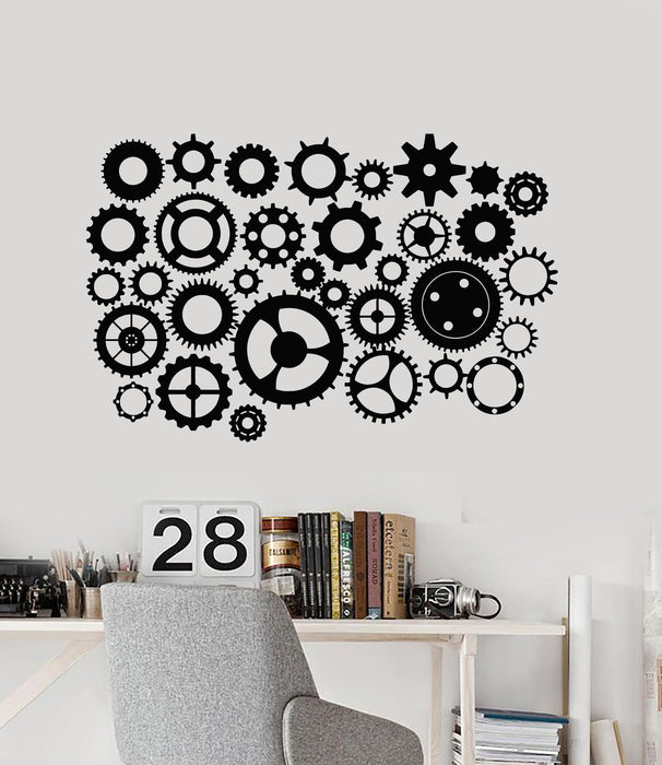 Vinyl Wall Decal Business Teamwork Gears Creative Office Space Stickers Mural (g5012)