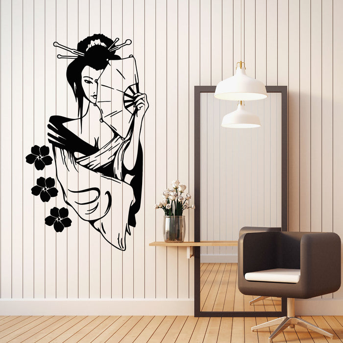 Vinyl Wall Decal Geisha Japanese Motifs Beauty Sexy Girl Spa Center Stickers Mural (g8137)
