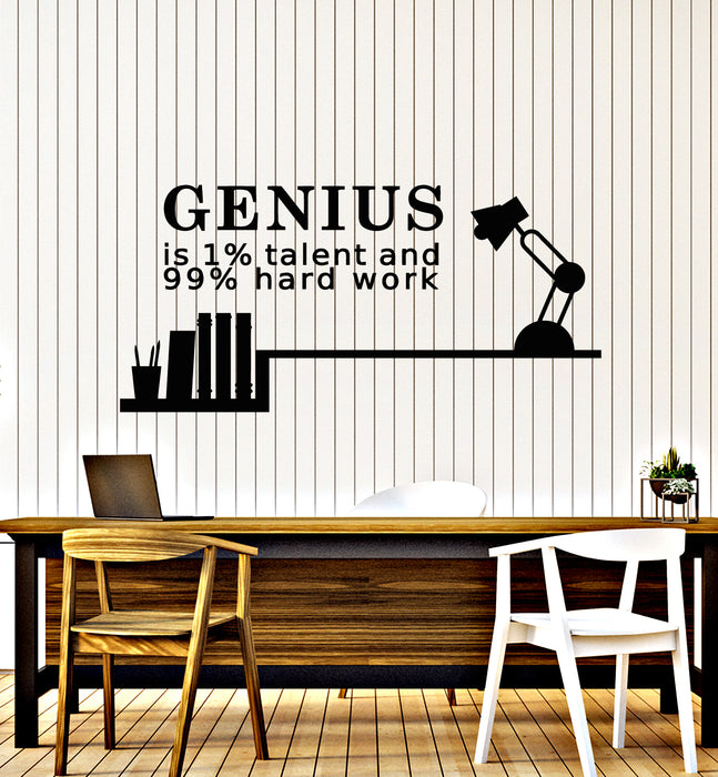 Vinyl Wall Decal Genius Talent Hard Work Quote Words Motivation Stickers Mural (g1427)