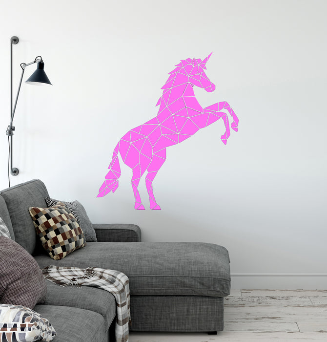 Vinyl Wall Decal Geometric Unicorn Fantasy Beast Girl Room Stickers Mural (ig6367)