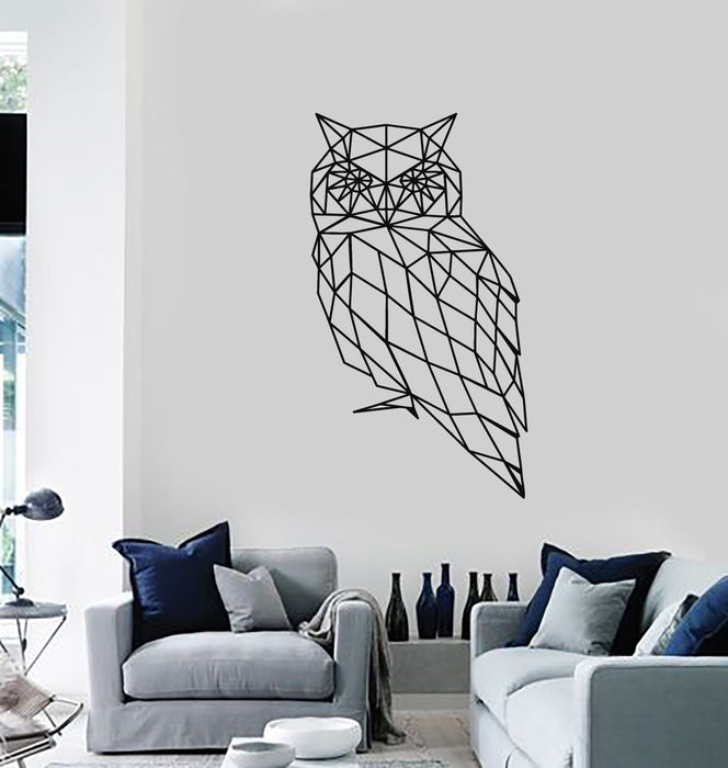Polygonal Owl Vinyl Wall Decal Abstract Bird Geometrical Decor Art Stickers Mural (ig5327)