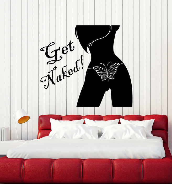 Autocollant mural en vinyle pour femme sexy et chaude, fille nue, strip-teaseuse, papillons, autocollants muraux (g3585)