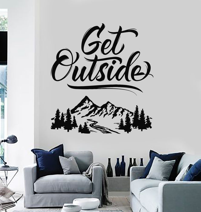 Vinyl Wall Decal Get Outside Inspiring Quote Words Wild Nature Stickers Mural (g4648)