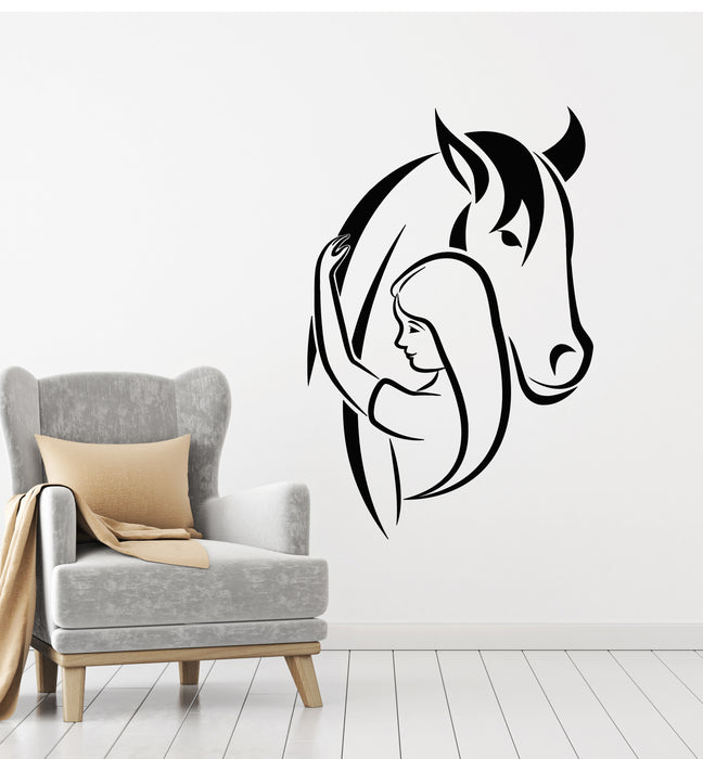 Vinyl Wall Decal Horse Girl Animal Love Home Interior Stickers Mural (g2147)