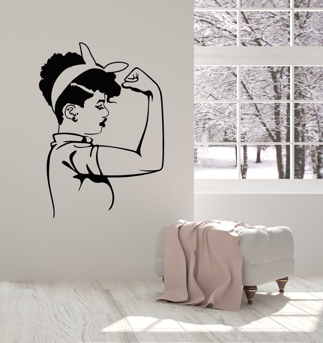 Виниловые наклейки на стену Girl Power Beauty Woman Strength Muscle Stickers Mural (g1679)