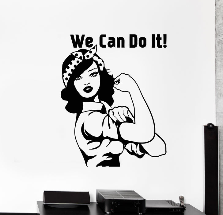 Vinyl Wall Decal We Can Do It Pin Up Beauty Girl Power Retro Woman Stickers Mural (g1113)