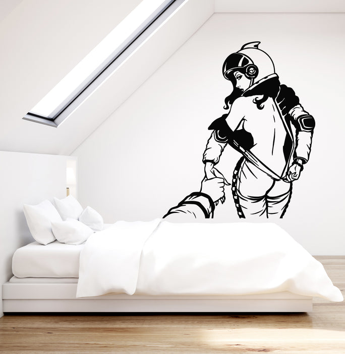Vinyl Wall Decal Spacesuit Sexy Naked Girl Striptease Come With Me Stickers Mural (g1674)