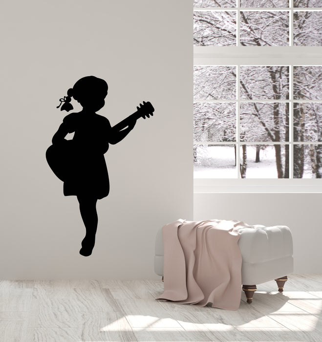 Vinyl Wall Decal Girl With Guitar Music Player Silhouette Stickers Mural (g251)