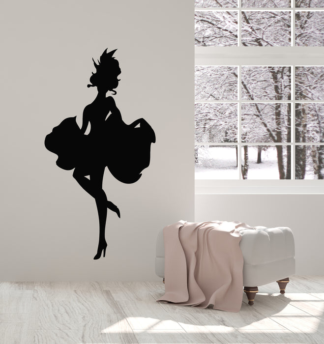 Vinyl Wall Decal Can-can Dancer Sexy Lady In Dress Silhouette Woman Stickers Mural (g816)