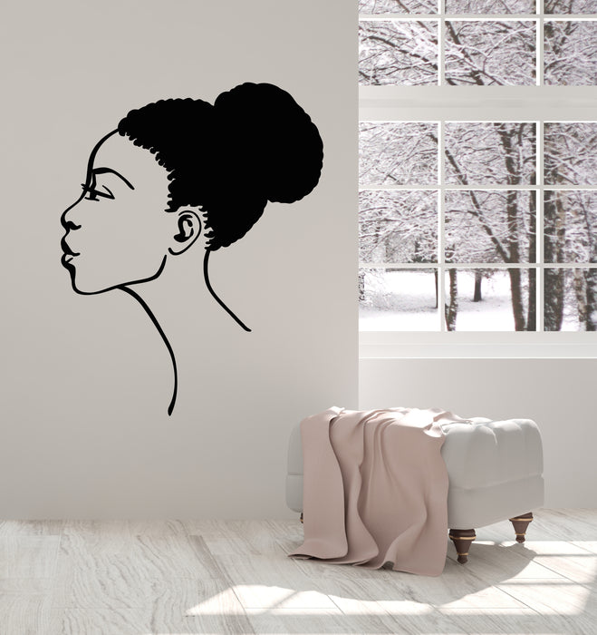 Vinyl Wall Decal African Beautiful Woman Girl Head Hair Afro Style Stickers Mural (g611)